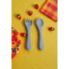 Safestore Silikon Bebek Beslenme Seti Bebek Mama Kaşık ve Çatal Seti