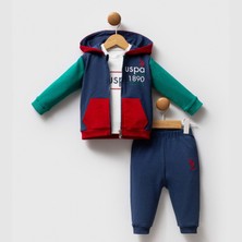 U.S. Polo Assn. Us Polo Erkek Kapüşonlu Sweatshırt  3lü Alt Üst Takım - 2574US - Yeşil - 9 Ay Yeşil