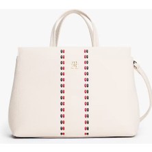 Tommy Hilfiger Kadın Timeless Dekoratif Şerit Detaylı El ve Omuz Çantası - Bej