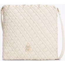 Tommy Hilfiger Kadın Braided Crossover Örgü Dokulu Omuz ve Çapraz Çanta - Krem