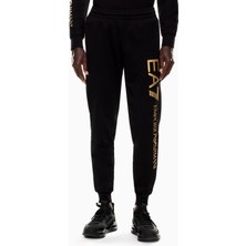 EA7 Erkek Lastik Paça Logo Baskılı Eşofman Altı - Siyah/altın