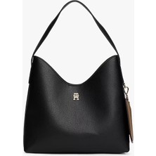 Tommy Hilfiger Kadın Icon Shoulder Bag Metal Logo Detaylı Omuz Çantası - Siyah