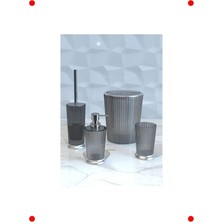 MarkEntegra Şeffaf Mat Gümüş 4 Parça Banyo Seti - Modern