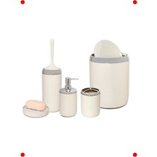 MarkEntegra Krom Dekor Banyo Seti - Bej Renk