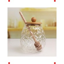 MarkEntegra Bambu Kapaklı Kaşıklı Cam Bal Kanozu 350ML