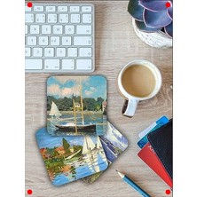 MarkEntegra Monet Temalı Ahşap Bardak Altlığı Seti (6'lı)