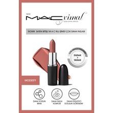 M.A.C Yoğun Renk Ver Dolgun Görünüm Veren Saten Bitişli Dudak ve Yanak Için Ruj-Modesty 3.5gm KEYO474