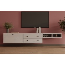 nettrends.net The New Trend Of Shopping Mimar Tasarım Duvara Monte Tv Ünitesi 2 Çekmece 1 Kapaklı Lüks Medya ve Salon Dolabı MST-TVT-1046