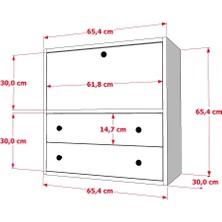 Nettrends Düser Kapakli Çekmeceli Çok Amaçli Dolap Beyaz 65 cm ÇA-D-1048-Ç