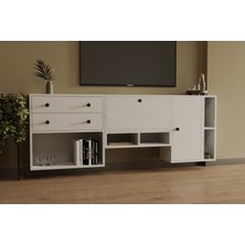 nettrends.net The New Trend Of Shopping 2 Çekmeceli 2 Kapaklı Yüzer Tv Ünitesi Asimetrik Açık Raflı Modern Salon Dolabı MST-TVT-1043