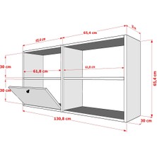 Nettrends Düser Kapakli Rafli Kitaplik 130 cm Beyaz KTP-1251-Ç