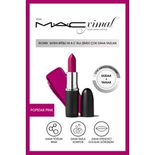 M.A.C Yoğun Renk ve Dolgun Görünüm Veren Saten Bitişli Dudak ve Yanak Için Ruj-Popstar Pınk 3.5gr