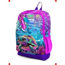 MarkEntegra Dört Bölmeli Kaplumbağa Desenli Kız Çocuk Ilkokul Çantası