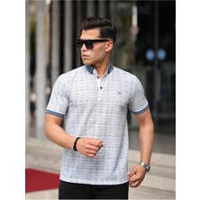 Comstar Erkek Kıvrılmaz Polo Yaka Cepsiz Slim Fit Desenli T-Shirt