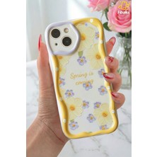 Fibaks Apple iPhone 14 Plus Kılıf Tasarımlı Desenli Kamera Korumalı Papatya Çiçek Renkli Silikon Kapak