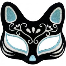 Eco Lounge Siyah Süet Gümüş Mavi Simli Kedi Maskesi