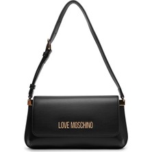 Love Moschino Kadın Metal Harf Logolu Baget Omuz Çantası - Siyah