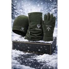 Single Sword Unisex Haki Polar Bere Eldiven Boyunluk Seti Standart Beden Kış Sezonu İçin