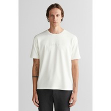 Gant Erkek Regular Fit Kabartma Logolu Bisiklet Yaka T-Shirt - Beyaz