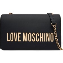 Love Moschino Kadın Metal Harf Logolu Zincir Askılı Omuz Çantası - Siyah