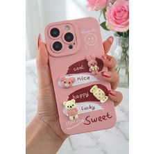 Fibaks Apple iPhone 14 Pro Uyumlu Kılıf Tasarımlı Desenli Kamera Korumalı Tavşan Pembe Yumuşak Silikon Kapak