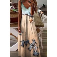 Demir Grup cc Kadın Süprem Kumaş Dijital Baskılı Askılı Elbise