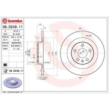 Brembo 08D24911 - Arka Fren Aynası Volvo S60 Iıı-19 V60 18 V90 16 XC60 17 S90 16 302×5DL 16 Inç