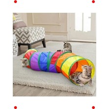 MarkEntegra Katlanır Kıvrımlı Gökkuşağı Evcil Hayvan Oyun Tüneli