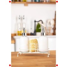 MarkEntegra Beyaz Standlı Ikili Sıvı Sabunk Seti