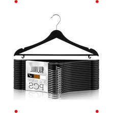 MarkEntegra 10 Adet Ahşap Görünümlü Plastik Siyah Elbise Askısı