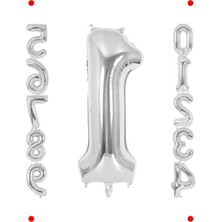 MarkEntegra 1 Rakamı Gümüş Doğum Günü Balonu - 102 cm Büyük Boy