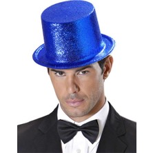 Shopwave Koyu Mavi Renk Uzun Plastik Simli Parti Şapkası