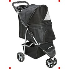 MarkEntegra Katlanabilir Evcil Hayvan Gezinti Arabası Siyah