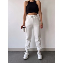 Üç Iplik Basic Lastikli Eşofman Pantolon - Beyaz