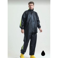 byasafkids Tam Kalıp Motorcu Kurye Su Gecirmez Yağmurluk Takım - Siyah