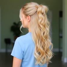 Bigelal Fiber Sentetik Dalgalı Yarım Ay + 2 Yan Çıt Çıt / Balköpüğü Beyaz Platin Röfleli