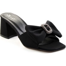 Bigelal Niyyar Siyah Cilt Topuklu Terlik