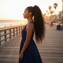 Bigelal Lastik Tokalı At Kuyruğu Kabarık Afro Dalgalı  / Siyah