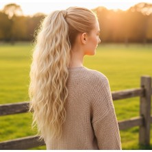 Bigelal Bağlamalı Kabarık Dalgalı At Kuyruğu / Balköpüğü Beyaz Platin Röfleli