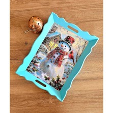 Panda Hediyelik El Yapımı Ahşap Boyama Tepsi -Fısıldayan Kış Koleksiyonu | No: 5