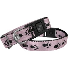 Bigelal Köpek Tasması Patili Dokuma 2 cm - Min: 30 cm - Max: 50 cm Açık Pembe