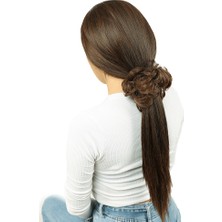 Bigelal Saçlı Lastikli Topuz Toka / Karamel