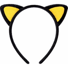 Nuvigo Peluş Kedi Kulak Taç Sarı Siyah – Çocuk Parti & Kostüm Tacı