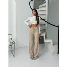 Bigelal Fitilli Şardonlu Pantolon Bej