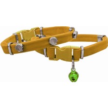 Bigelal Kadife Kedi Boyun Tasması Midyeli 20-32 cm Sarı