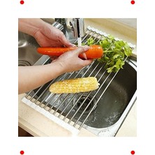 MarkEntegra Evye Üstü Katlanır Çok Amaçlı Paslanmaz Çelik Süzgeç