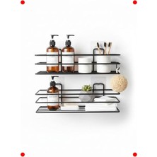 MarkEntegra Yapışkanlı Siyah Banyo & Mutfak Rafı - 2 Adet