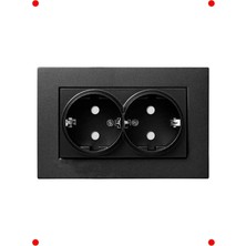 MarkEntegra Çiftli Topraklı Priz, Siyah, Çocuk Korumalı