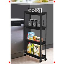 MarkEntegra 4 Katlı Tekerlekli Organizer Raf Ünitesi - Siyah