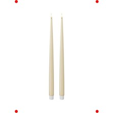 MarkEntegra 2'li Krem Rengi Alevsiz LED Yemek Mumu Seti (38 Cm)